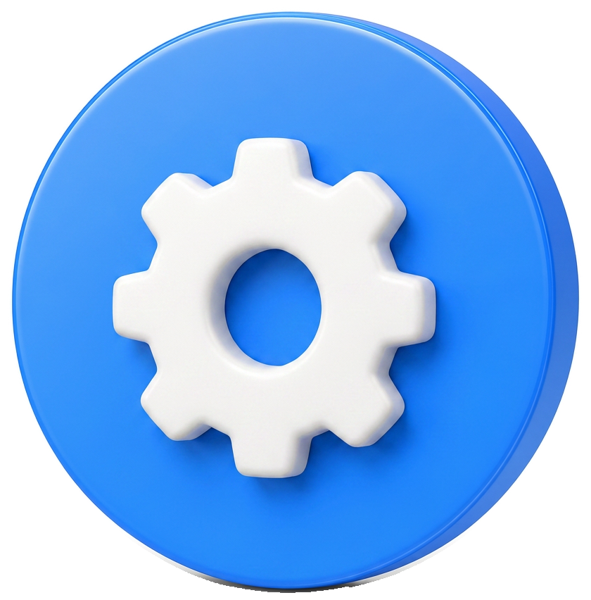 3D gears configuration icon
