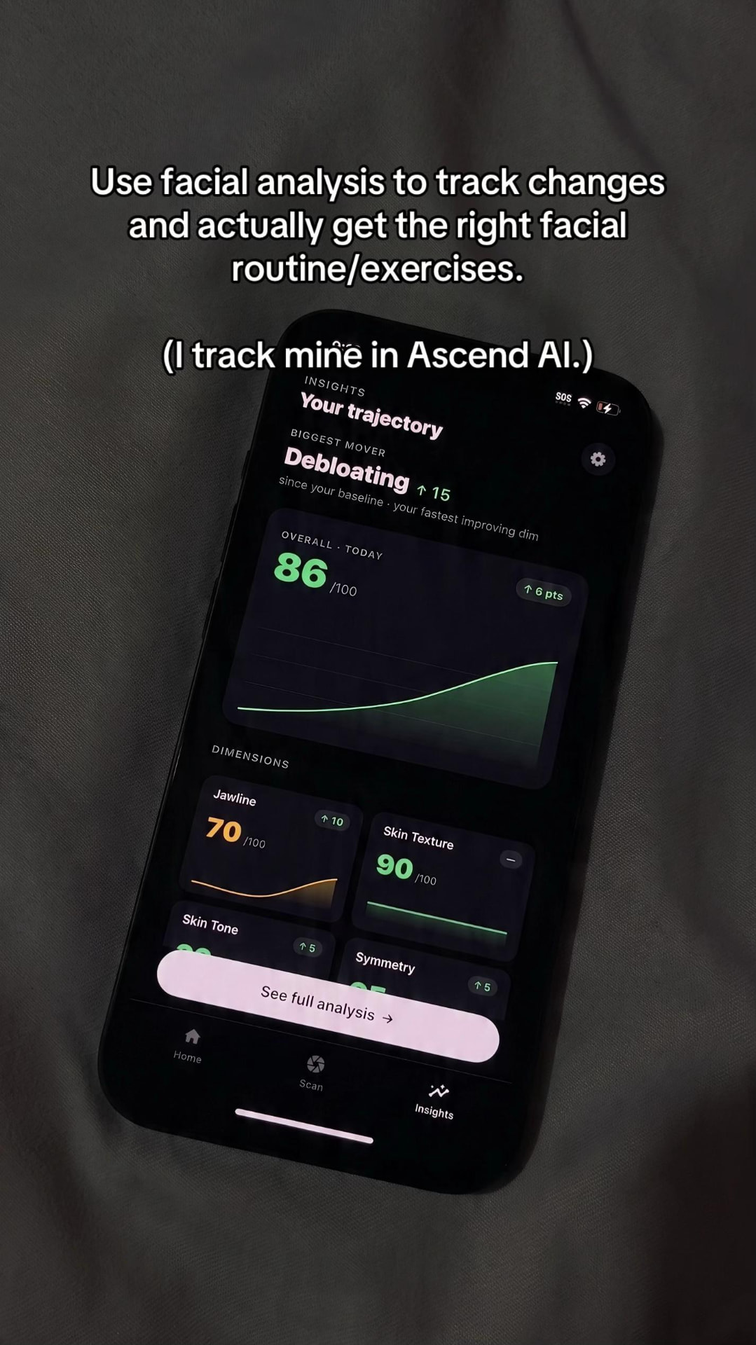 Ascend AI campaign post — facial analysis app screenshot